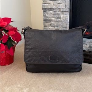 GUCCI MESSENGER BAG DARK BROWN/BLACK LEATHER